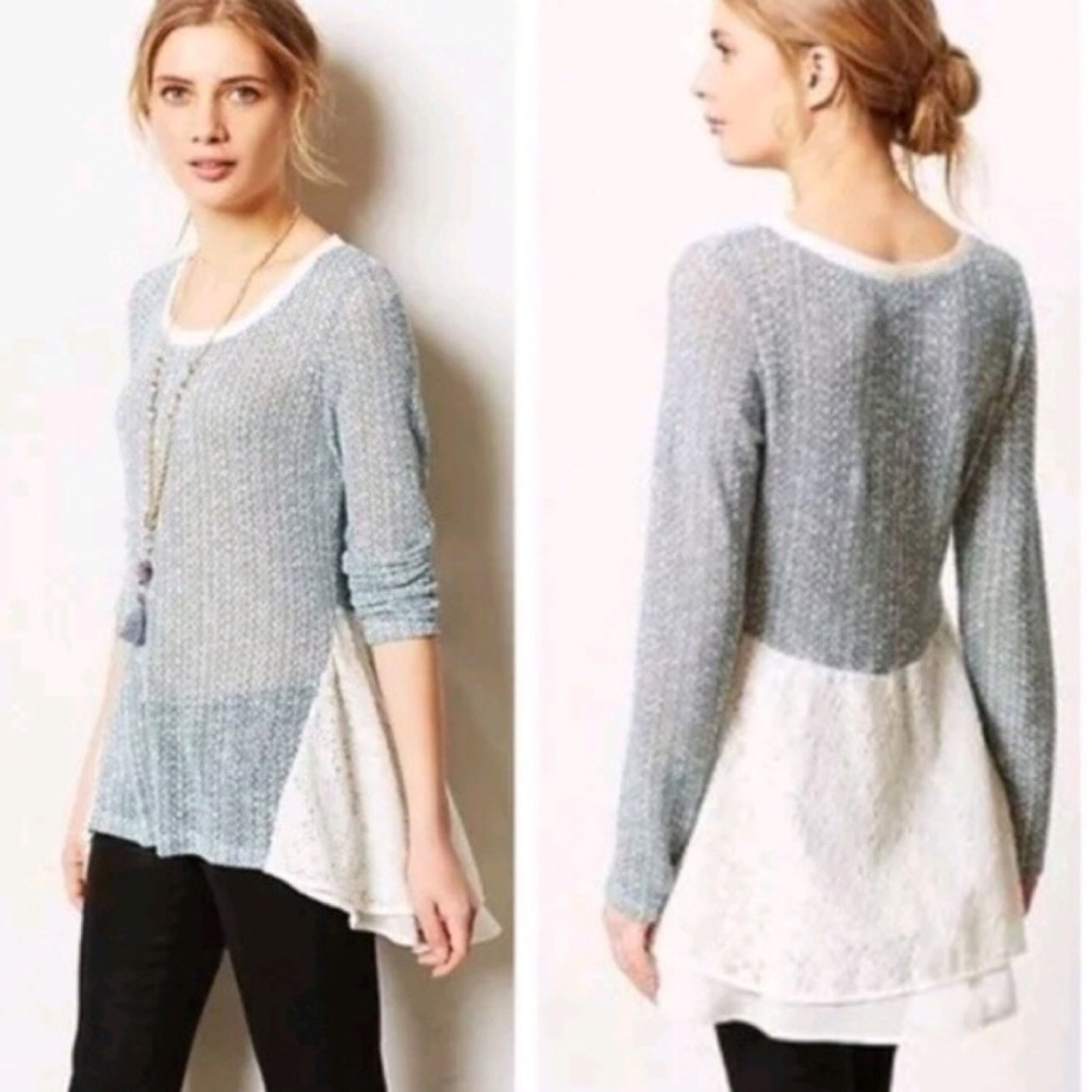 Anthropologie Blue and White Blouse